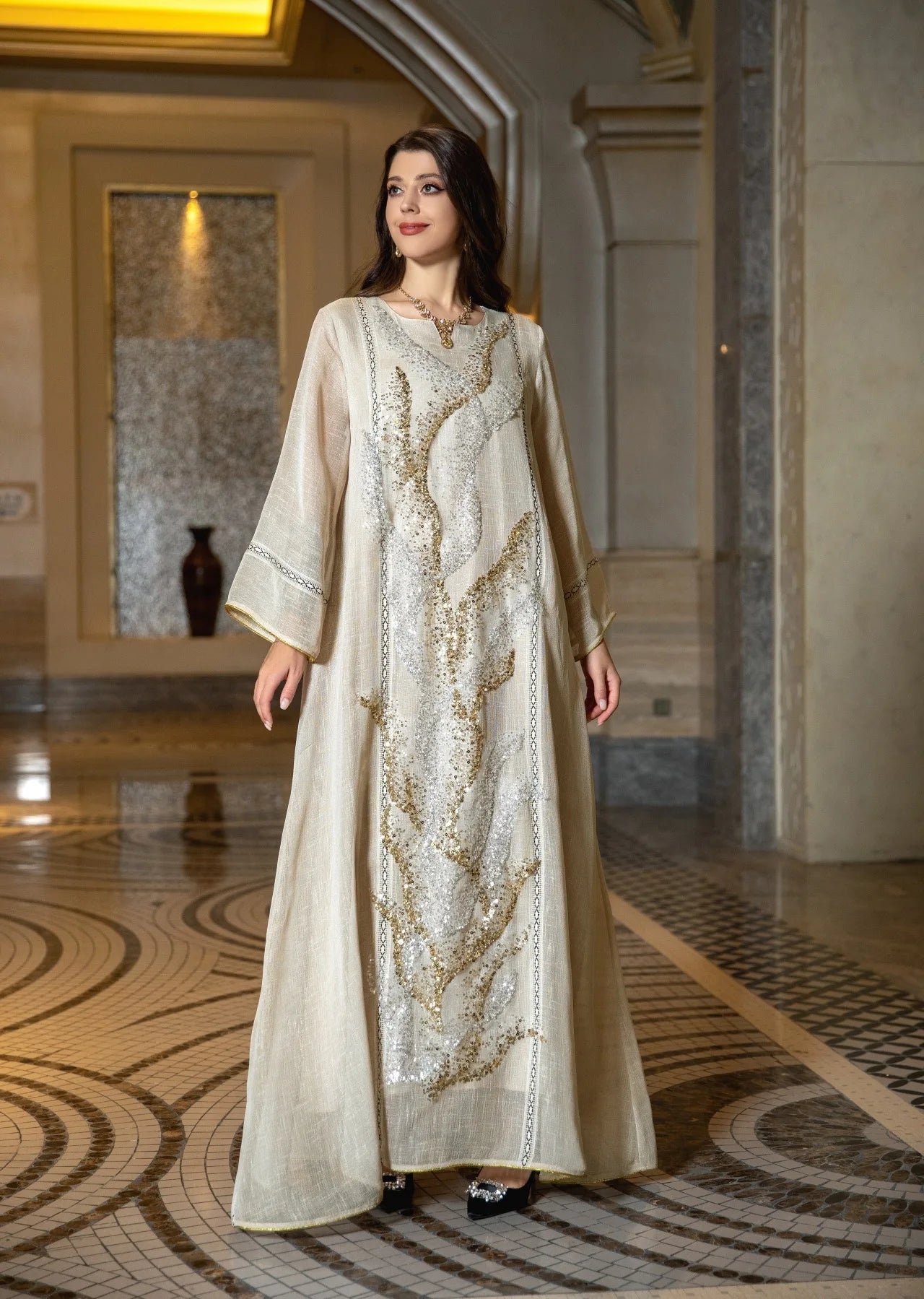 Uni Abaya Dubai Luxury Evening Dress Woman For Party Prom Modest Fashion Mesh Sequins Embroidery New in Dresses 2025