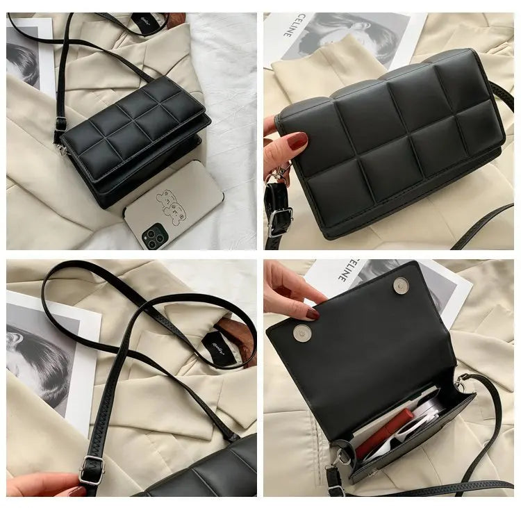 Trendy Classic Solid-Colour Minimalist Fashion Handbag Popular New Style Compact Square Bag PU Handheld Crossbody Shoulder Bag
