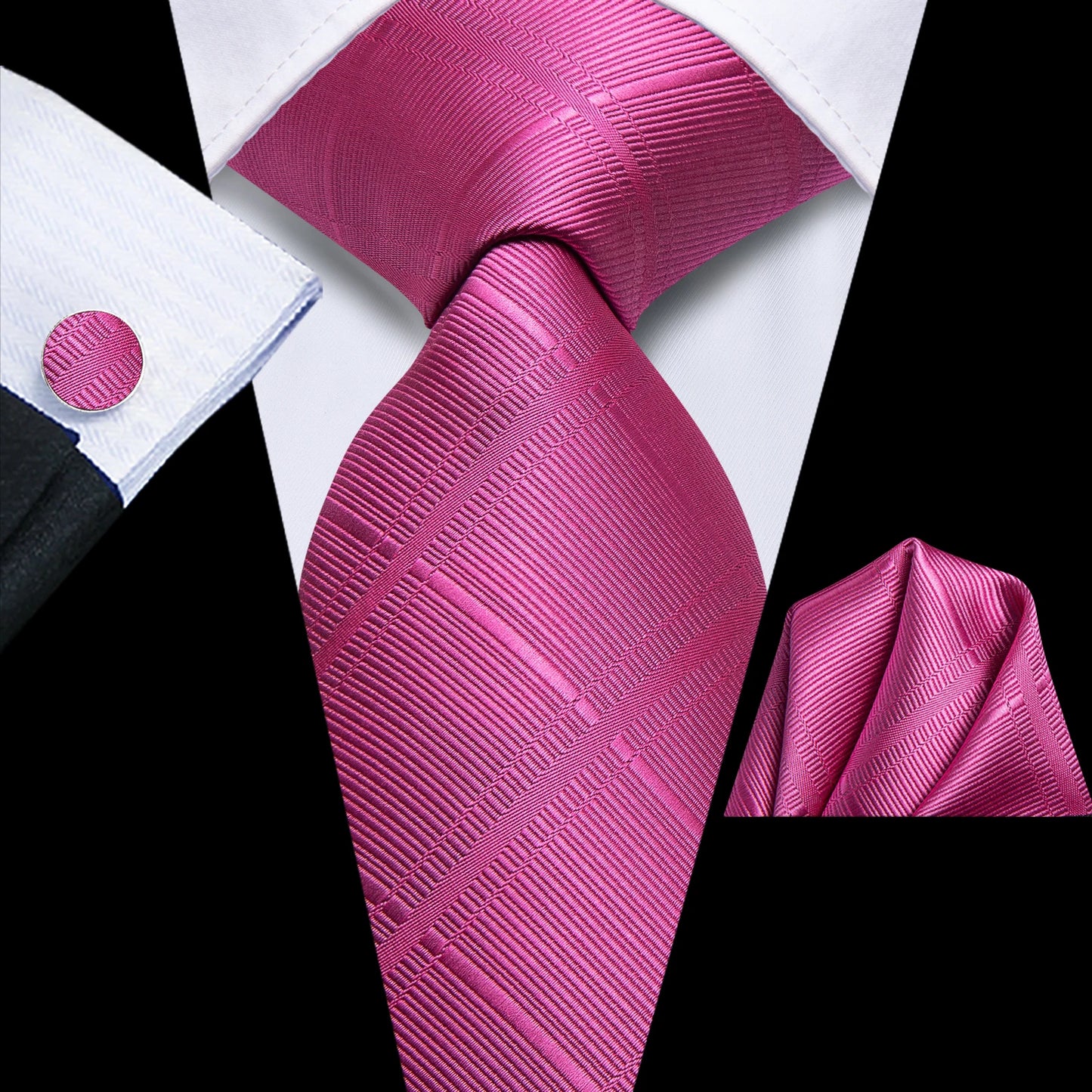 Hi-Tie Plum Color Pliads Mens Fashion Necktie Handkerchief Cufflinks for Tuxedo Classic Tie Man Gift Valentine's Day