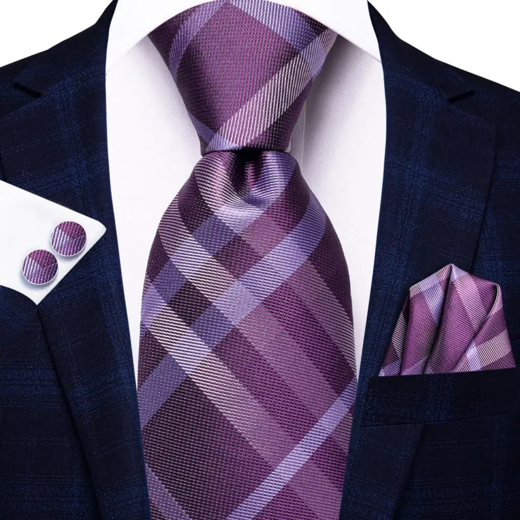 Hi-Tie Mens Ties Luxury Handmade Geometric Necktie Silk Woven Tie Set For Men Business Wedding Neck Tie Square Cufflinks