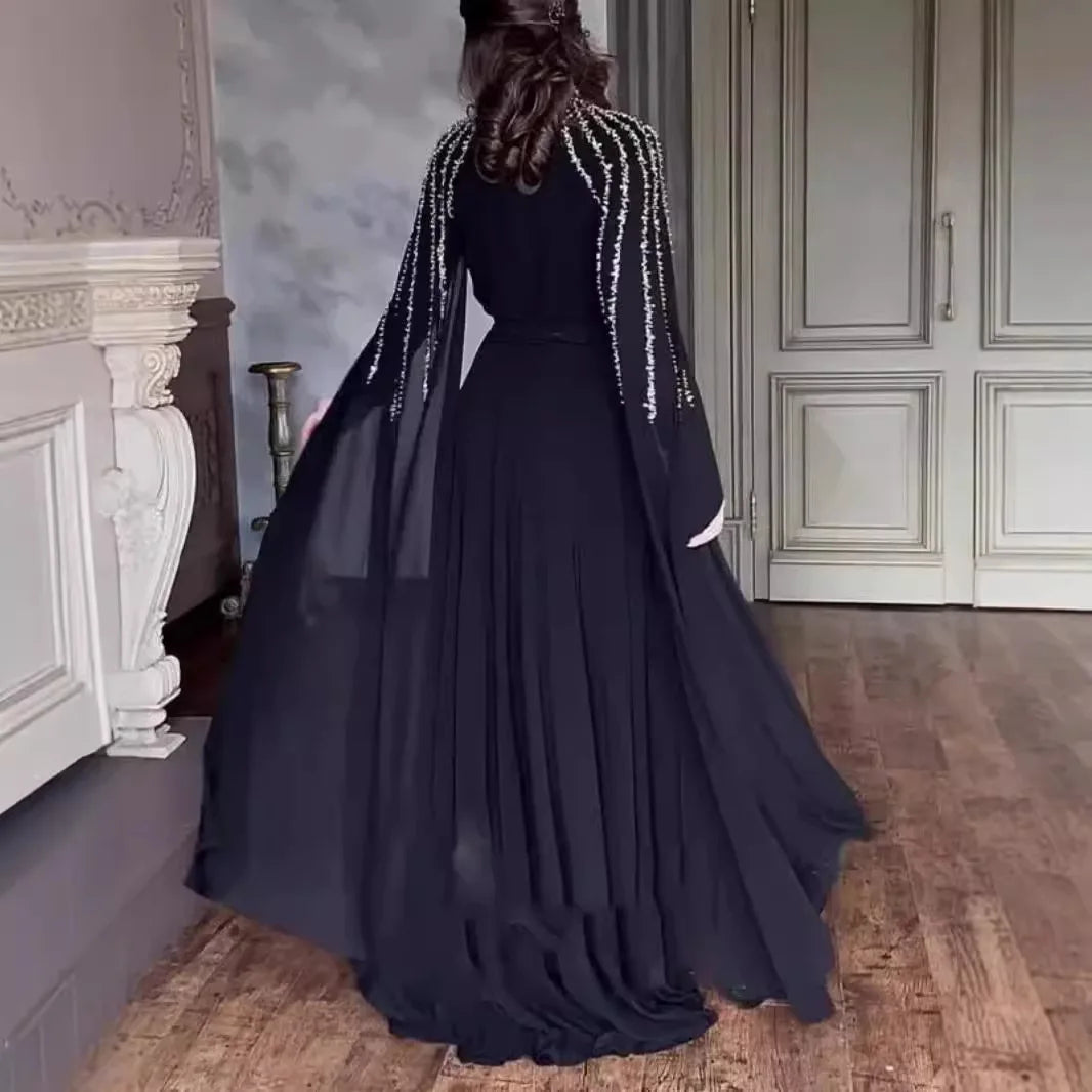 Abaya, Middle Eastern Hot Drilling Robe Evening Gown, Muslim Women's Long Robes,  Saudi Arabia Caftan Islam Clothes for Muslim