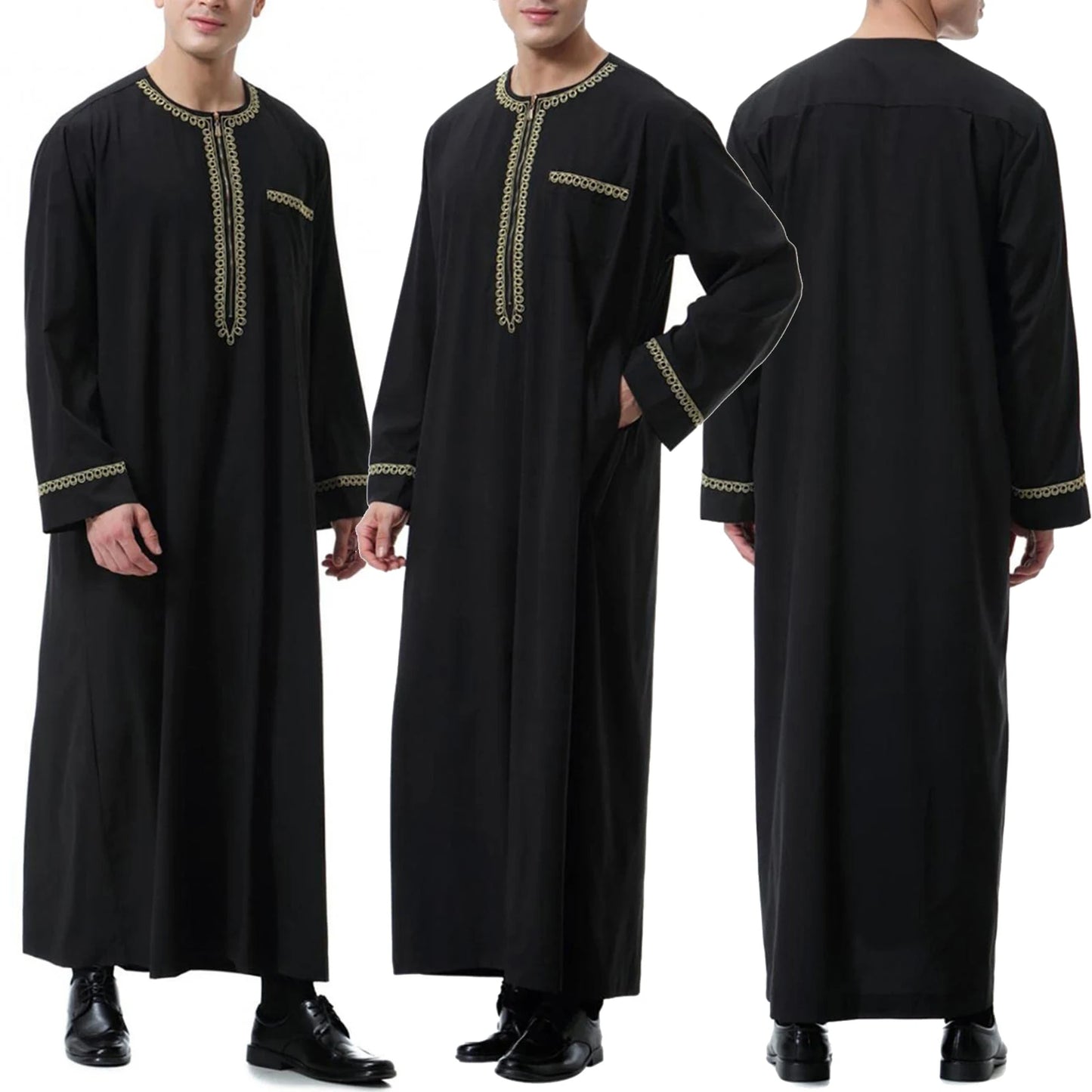 Muslim Men Jubba Thobe Print Zipper Kimono Long Robe Saudi Islamic Musulman Wear Clothing Abaya Caftan Islam Dubai Arab Dress