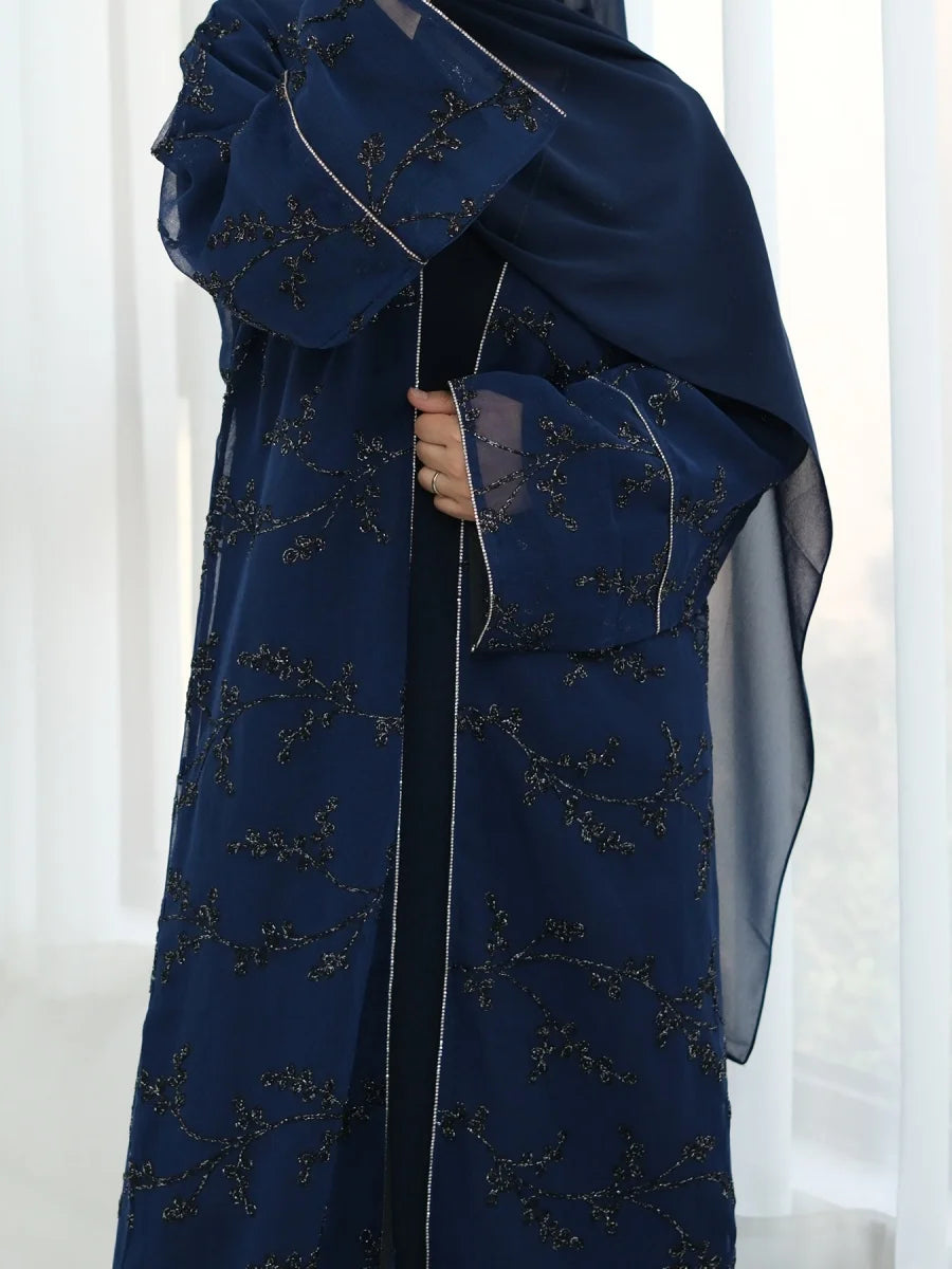 Muslim Women Dubai Abaya Luxury Embroidery Floral Long Dress Kimono Cardigan Kaftan Modest Robe Femme Islamic Clothing Kebaya