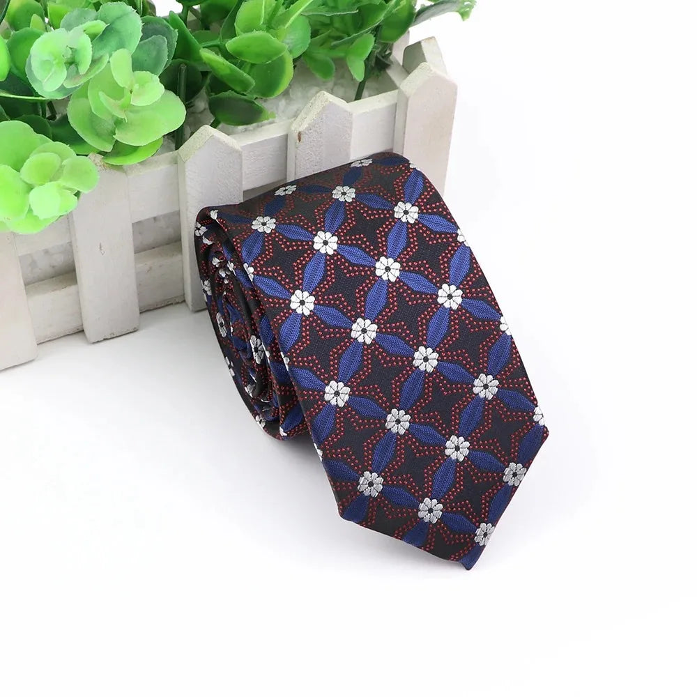 Men's 6cm Elegant Jacquard Weave Tie Vintage Embroidery Flower Rendering Pattern Necktie Business Wedding Party Accessories Gift