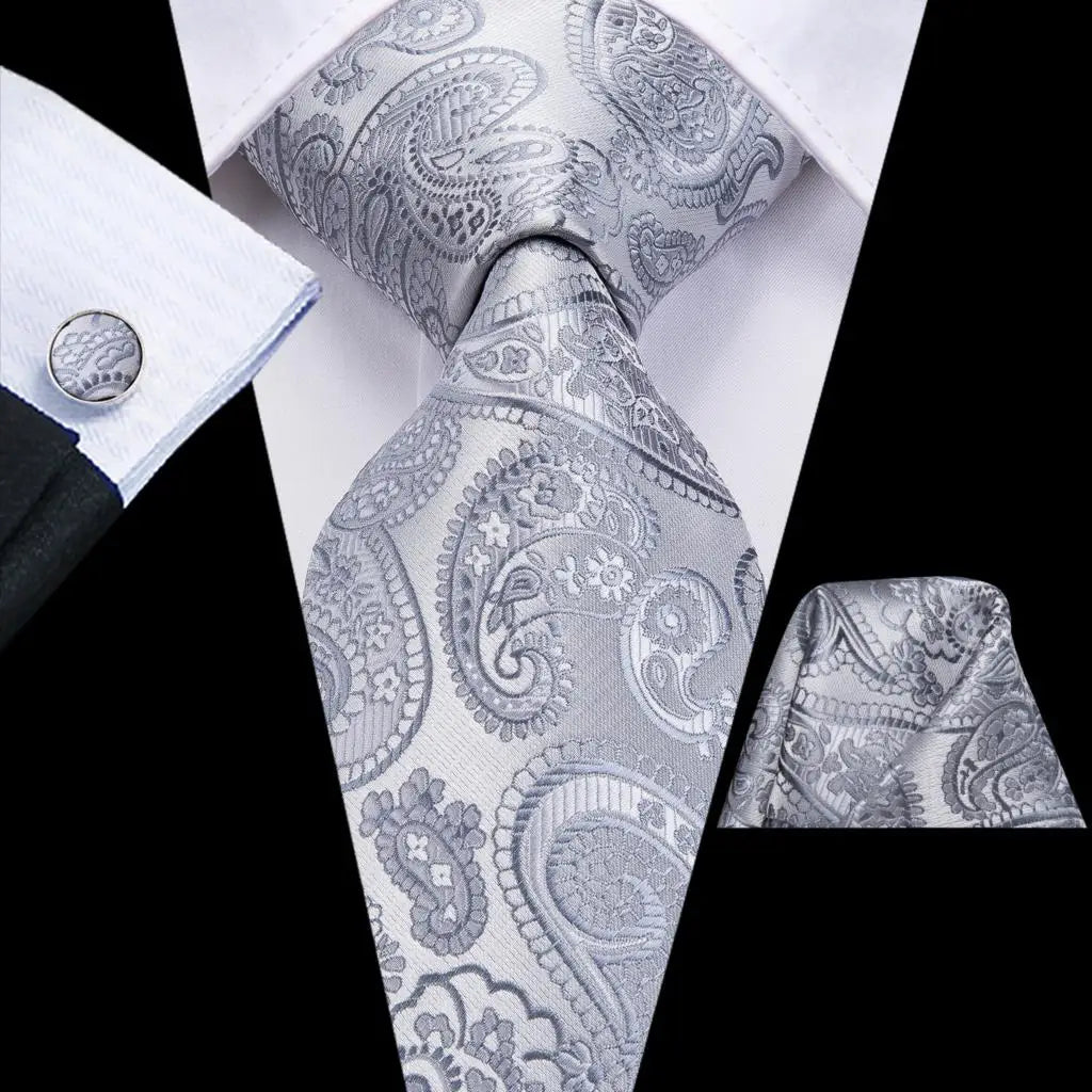 Hi-Tie Designer Black Blue Paisley 63inch Silk Men Tie 160cm Extra Long Ties for Men Woven Classic Men Necktie Pocket Square Set