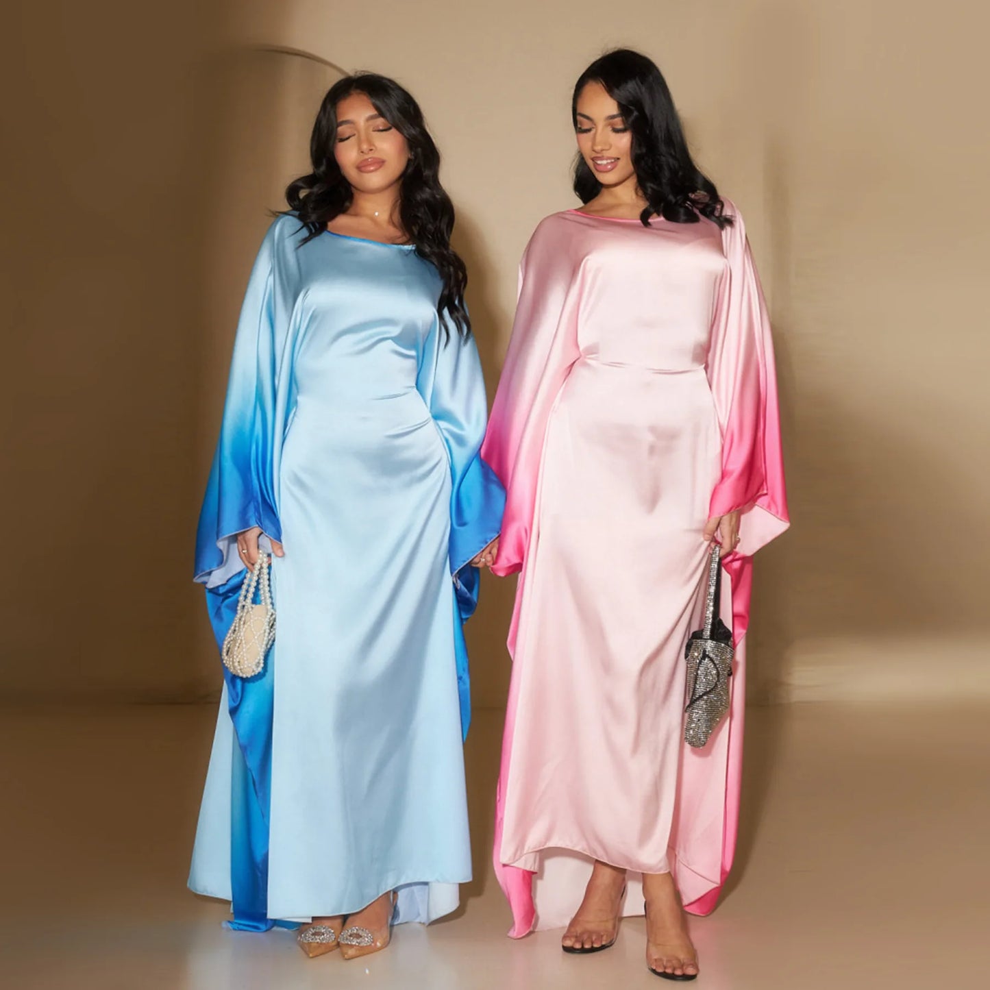 Eid Muslim Party Dress for Women Ramadan Bat Sleeve Abaya Long Dress Morocco Kaftan Vestidos Largos Dubai Robe Jalabiya 2024
