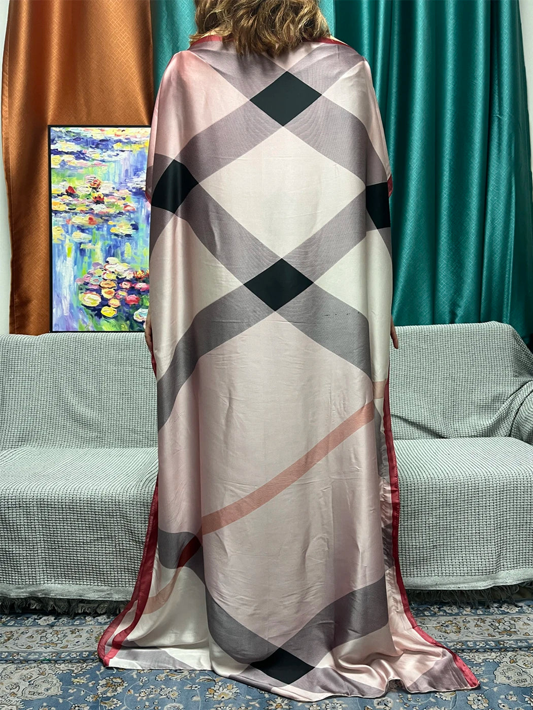 Abayas For Women 2023 Printed Silk Soft Loose Femme Robe Muslim Summer Fashion Clothing African Islam Woman Dresses With Turban