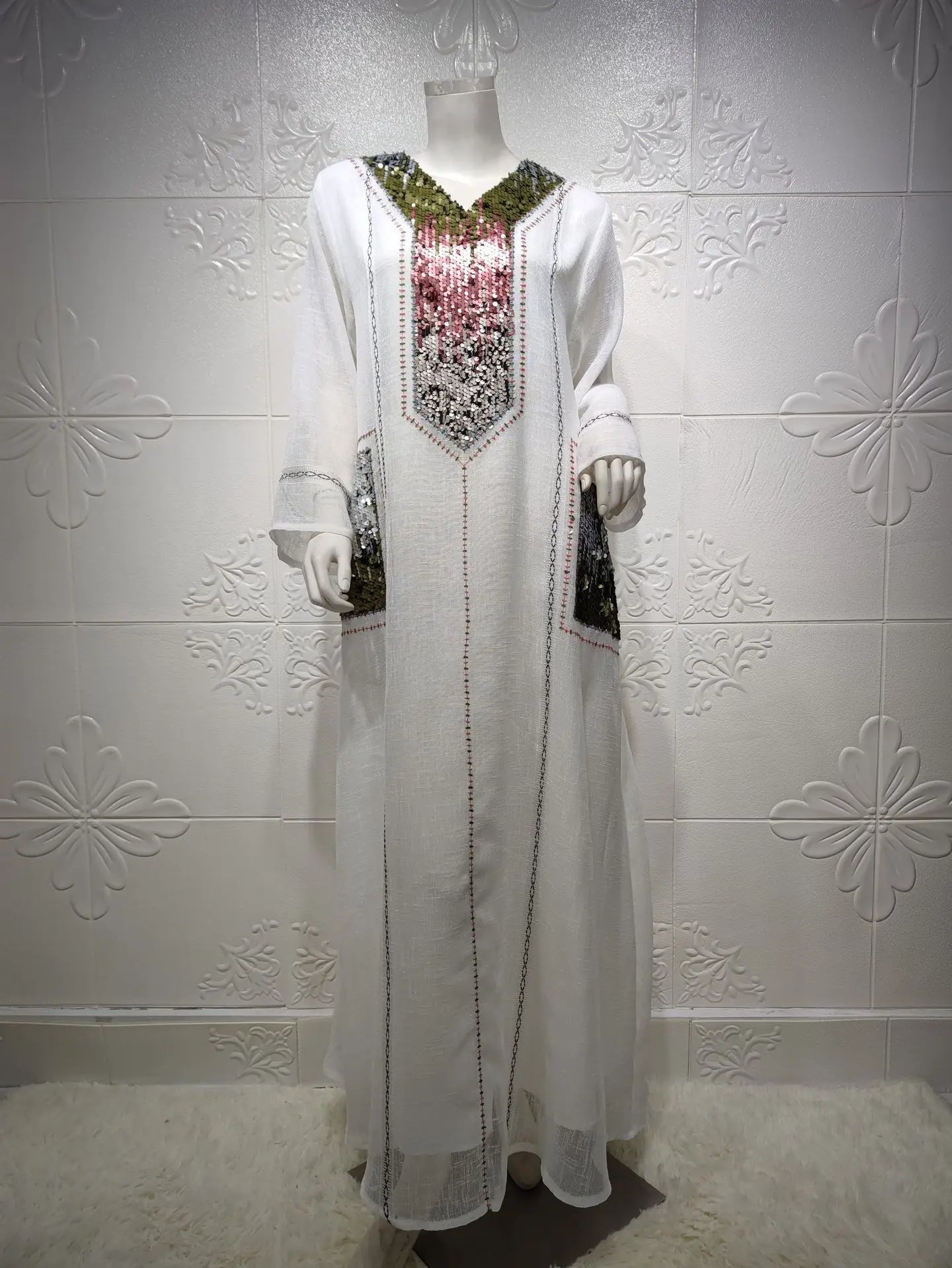 Eid Muslim Party Dress for Women Abaya Sequins Maxi Evening Long Dresses Jalabiya Morocco Dubai Abayas Kaftan Vestidos Long Robe