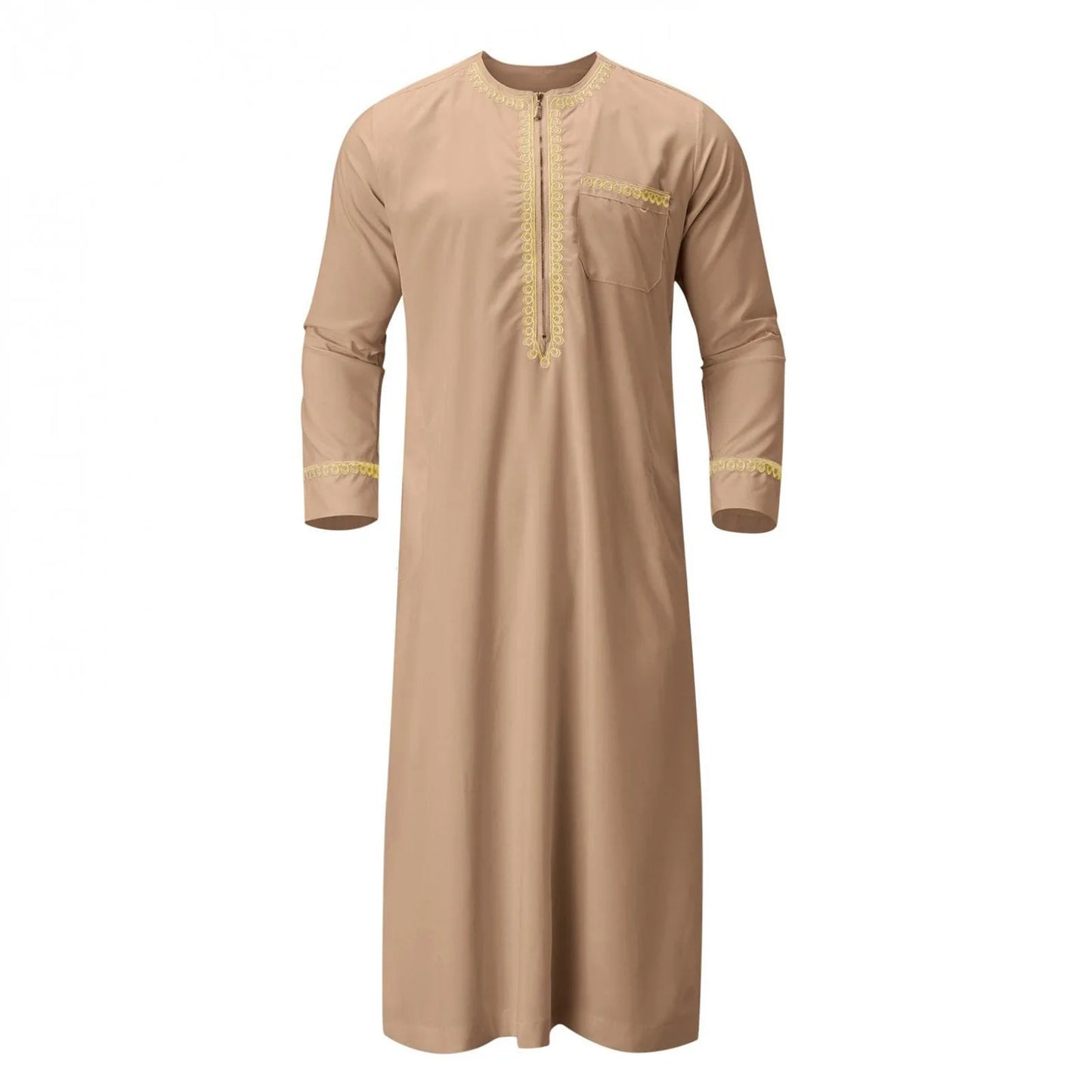 2026 New Muslim Middle Eastern Arab Robe Men's Round Neck Garment