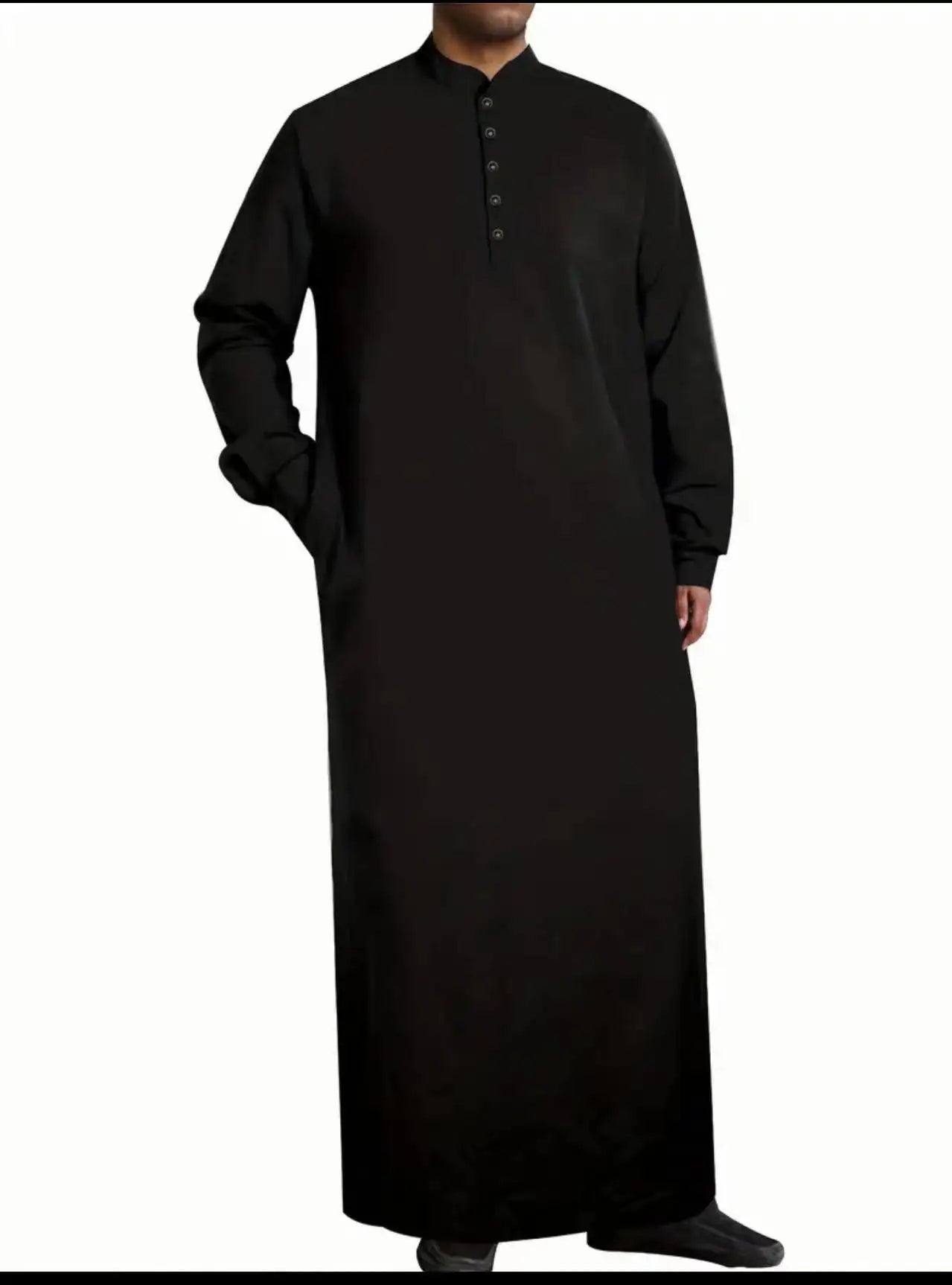 2026 Arabic Style Long Men's Stand Collar Button Muslim Robe for Men