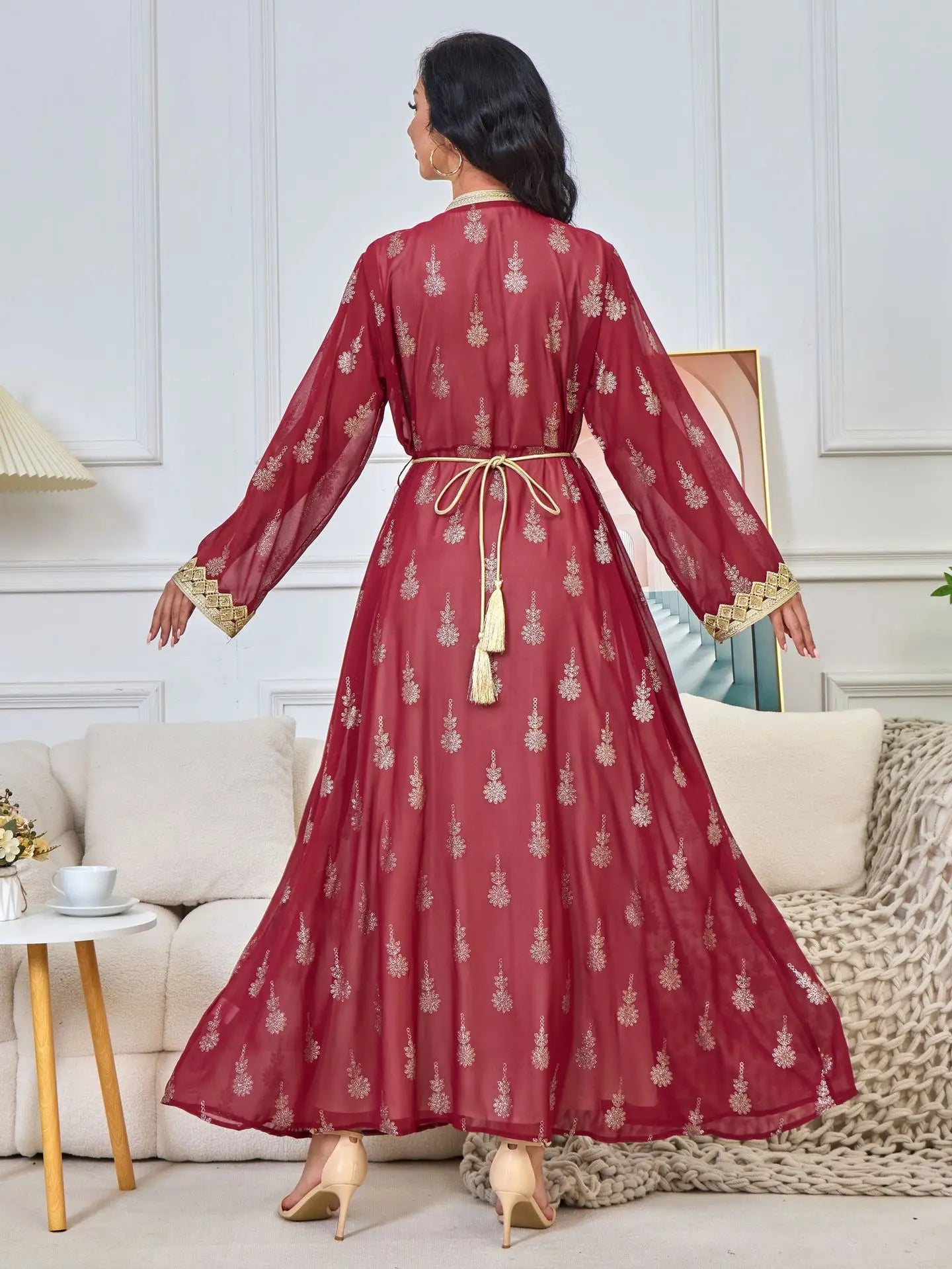 2026 New Women's Cardigan Vest Two-Piece Dress Middle Eastern Arabic Robe