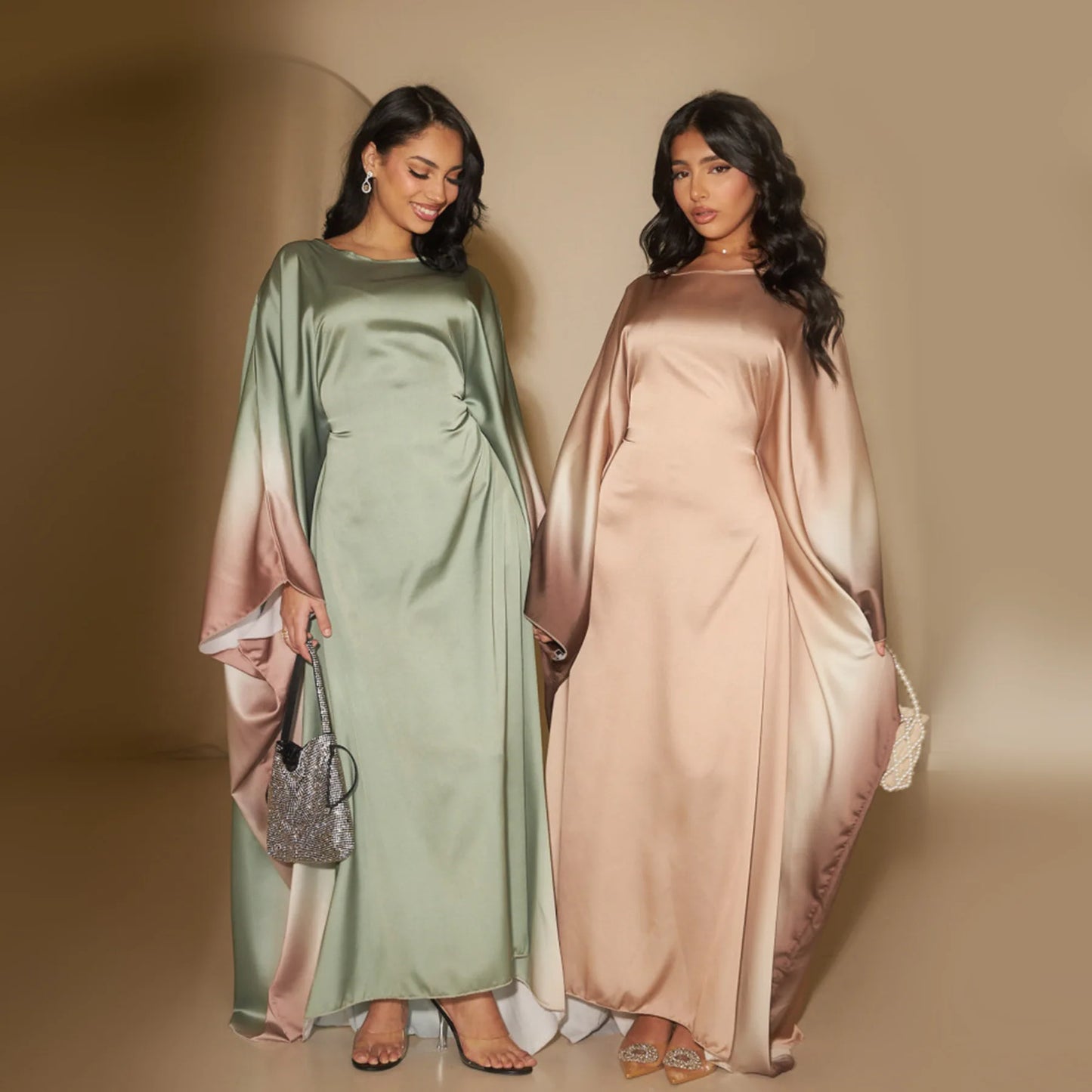 Eid Muslim Party Dress for Women Ramadan Bat Sleeve Abaya Long Dress Morocco Kaftan Vestidos Largos Dubai Robe Jalabiya 2024