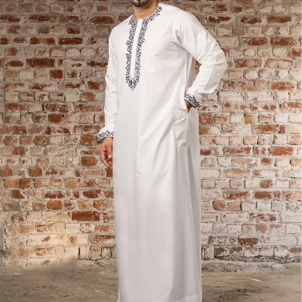 Mid East Islamic Men Clothes Muslim Fashion Abaya Men Embroidered Loose Stand Collar Long Robe Ethnic Style 2026 Man Jubba Thobe
