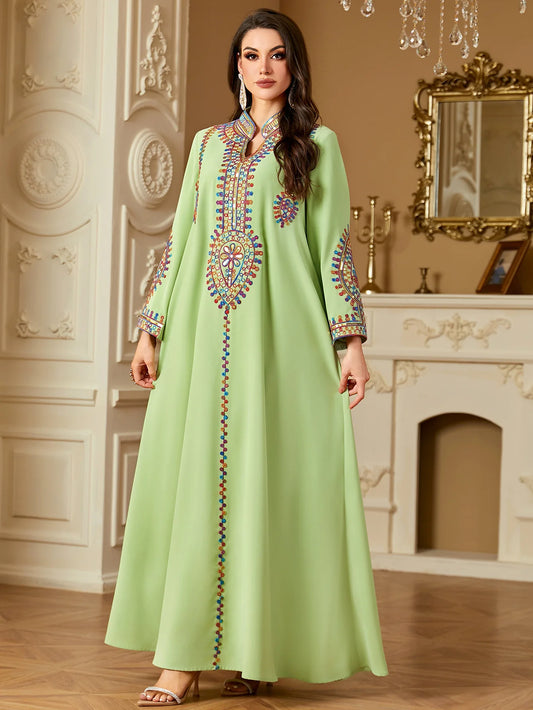 Eid Muslim Embroidery Dress for Women Abaya Party Long Dresses  Caftan Robe Jalabiya Ramadan Morocco Dubai 2025 Vestidos Largos
