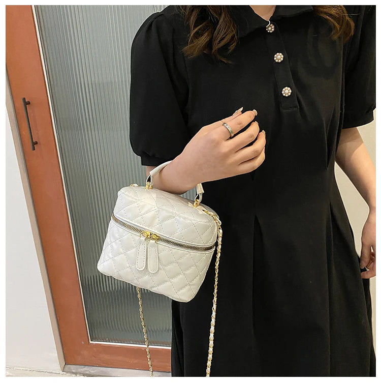 Trendy  Buet Handbag Women's Crossbody Bag Luxury Feel Small  Design Handbag Soft PU Leather Zipper Closure Casual