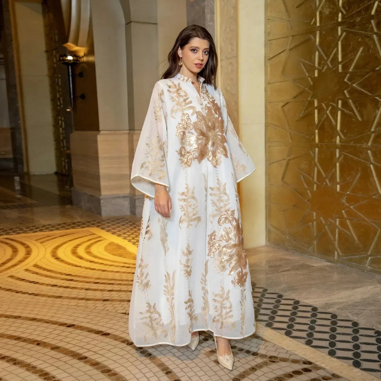 Elegant Muslim Dress Dubai Turkey Robes Islam Saudi Arabia Long Evening Dress Abaya for Women Light Luxury Party Dress Vestidos