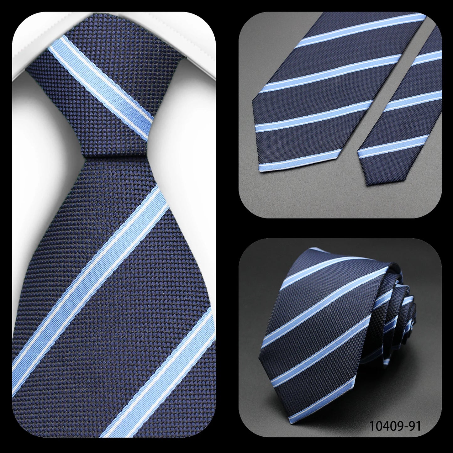 Tie Gravatas Fashion Wholesale Woven Striped Necktie Wedding Accessories Blue Man Fit Group Party Office Neck Ties