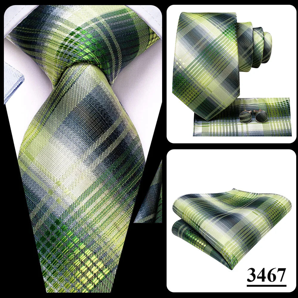 Hi-Tie Mens Ties Luxury Handmade Geometric Necktie Silk Woven Tie Set For Men Business Wedding Neck Tie Square Cufflinks