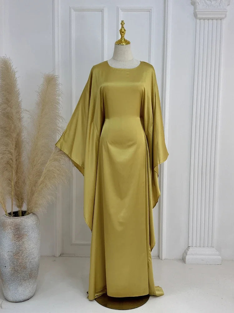Eid Modest Bat Sleeve Muslim Party Dress for Women Ramadan Abaya Long Dress Kaftan Vestidos Largos Dubai Robe Jalabiya 2024