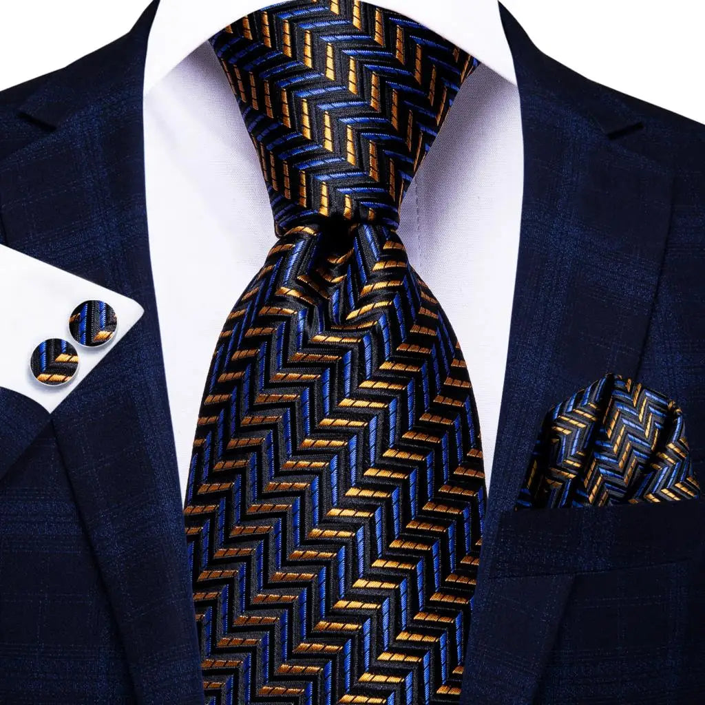 Hi-Tie Blue Business Solid Silk Men's Tie NeckTie 8.5cm Ties for Men Formal Luxury Wedding High Quality Gravata