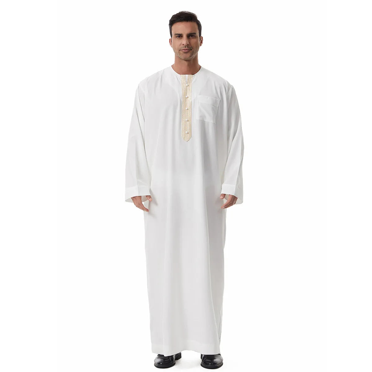 Thobes for Man Muslim Dress Islam Clothing Saudi Arabic Robe Jubba Thobe Eid Djellaba Long Sleeve Embroidery Daffah Dishdasha