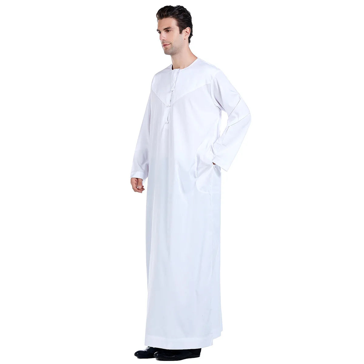 Men Abaya Solid Muslim Long Sleeve Button Dress Pakistan Islam Clothing Jubba Thobe Saudi Arabia Kleding Kaftan Oman Qamis Homme