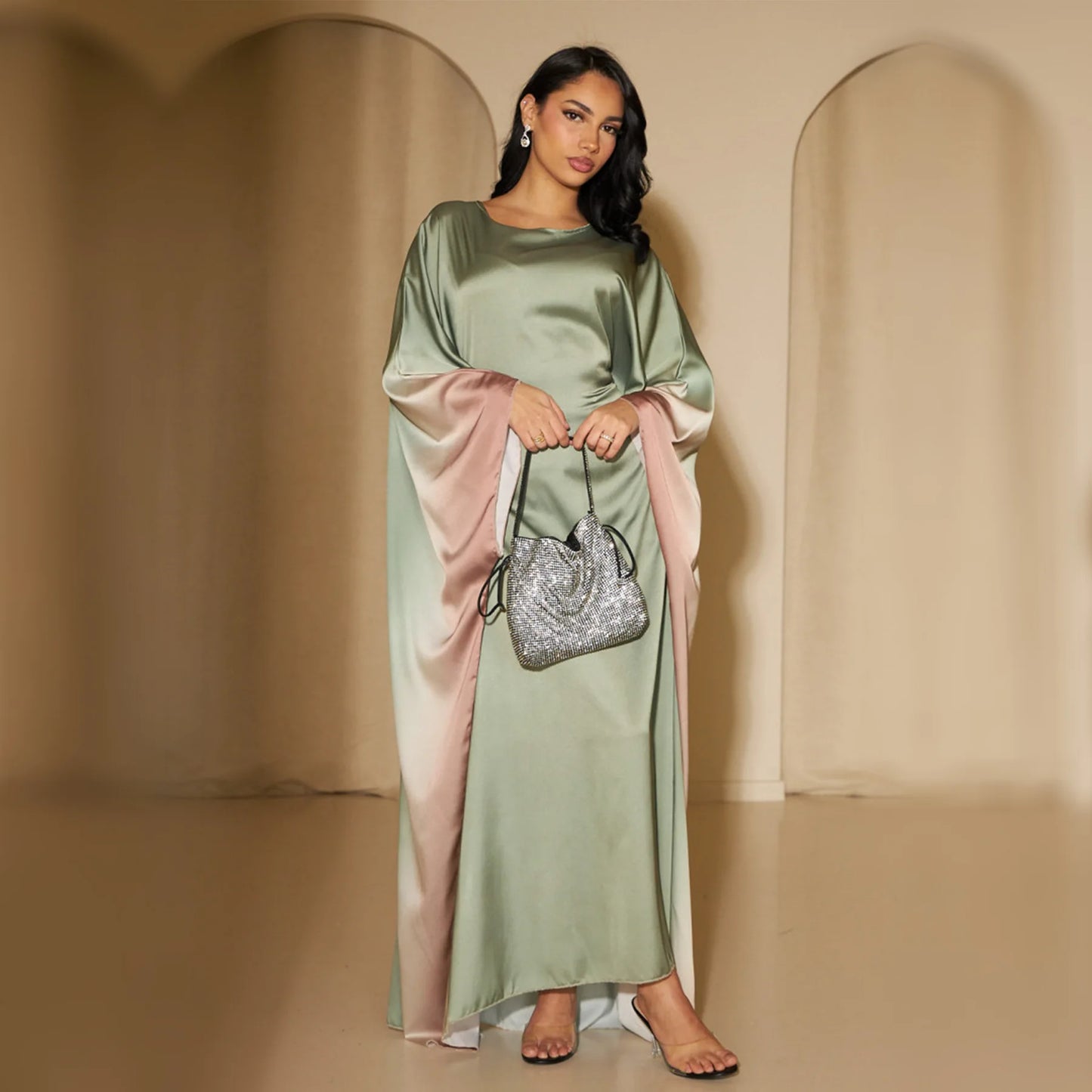 Eid Muslim Party Dress for Women Ramadan Bat Sleeve Abaya Long Dress Morocco Kaftan Vestidos Largos Dubai Robe Jalabiya 2024