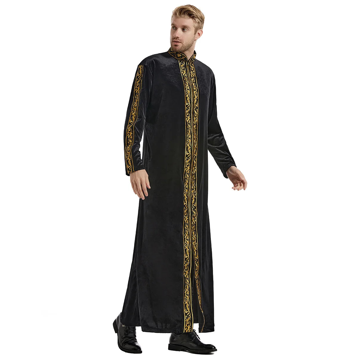 Muslim Men Jubba Thobe Islamic Clothing Velvet Kaftan Thoub Arabic Saudi Robe Dress Jubah Caftan Thawb Ramadan Gown Middle East