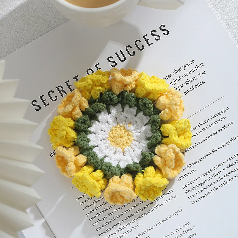 Lily of the Valley Crochet Coaster Flower Placemat Bouquet Cup Pad Coffee Mug Mat - Unique Mother's Day Gift