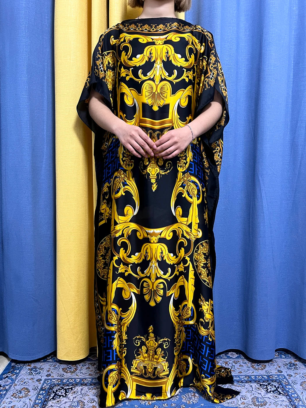 Abayas For Women 2023 Printed Silk Soft Loose Femme Robe Muslim Summer Fashion Clothing African Islam Woman Dresses With Turban