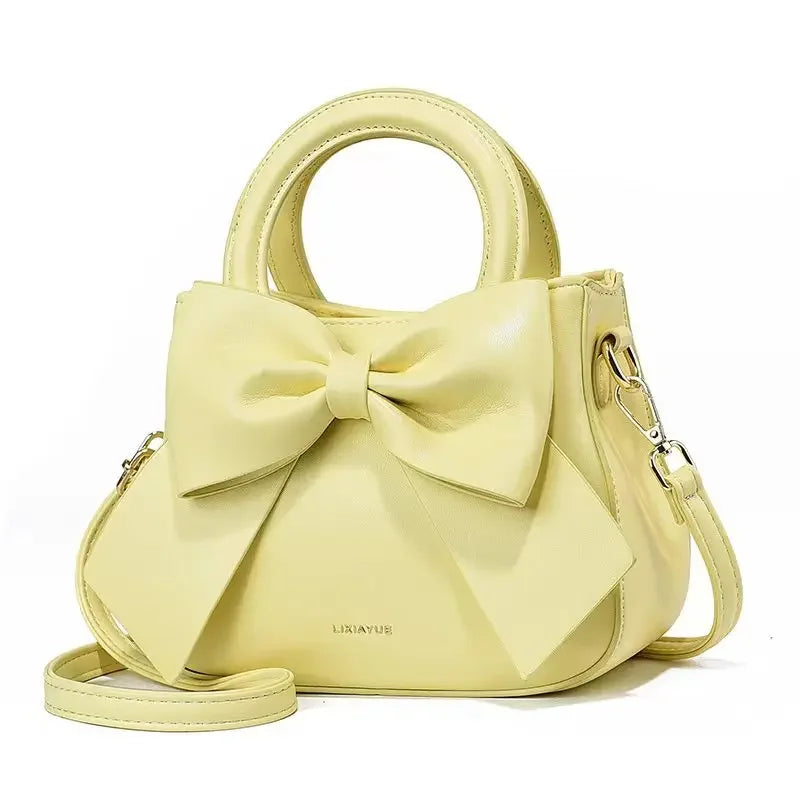Fashion Casual Handbags For Women Cute Bow Black White Blue Kahki PU Handbags Trendy Daily Shoulder Underarm Bags bolsa feminina