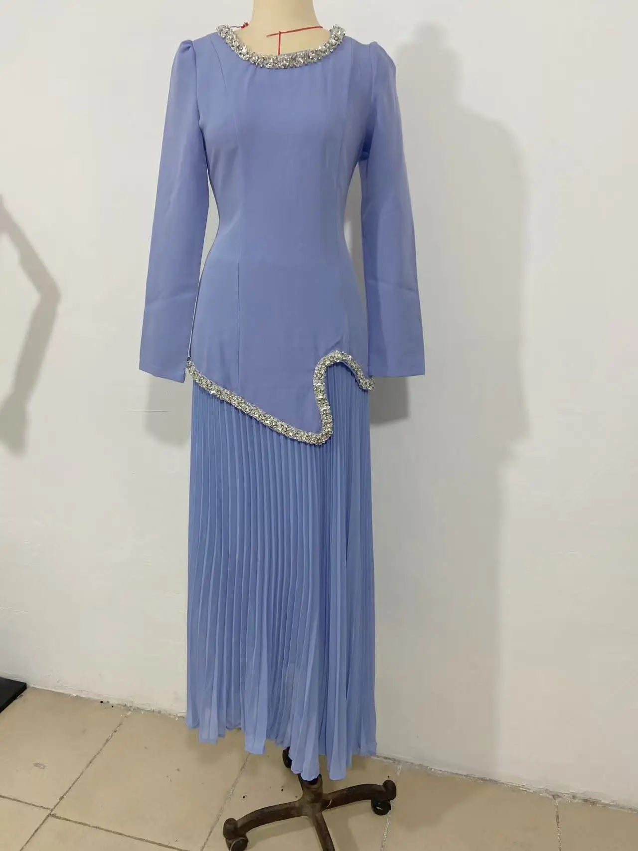 Abaya Pleated Dress Women Dubai Dresses Sequins Lace Up Islam Vestidos Long Robe Jalabiya Morocco Kaftan Eid Muslim Ramadan