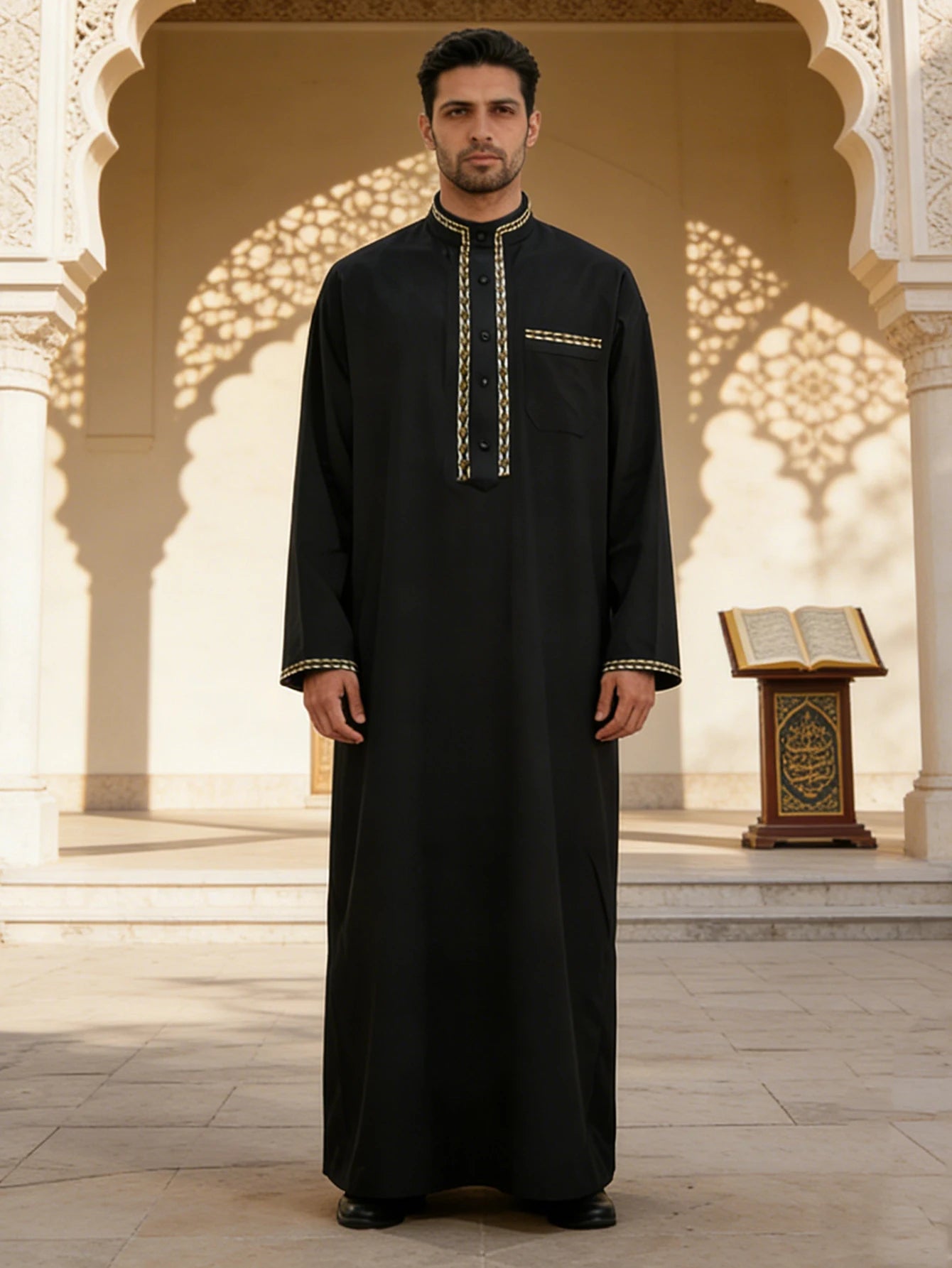 Men's  Thobe Comfortable Men's Long Sleeve Casual Robe - Perfect for Lounging and Relaxing at Home