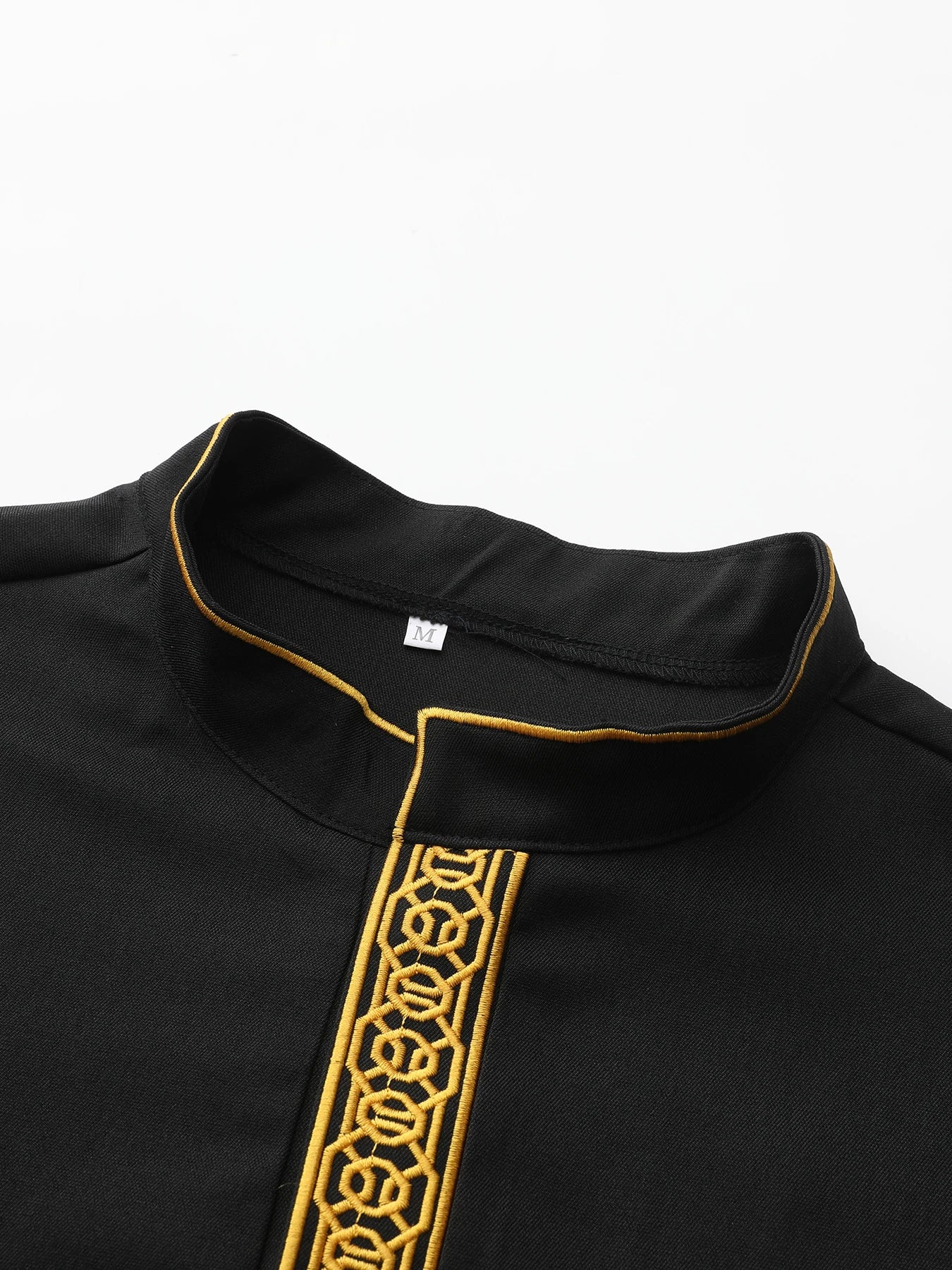 Long sleeve embroidered stand collar thobe, Muslim Arab men's robe