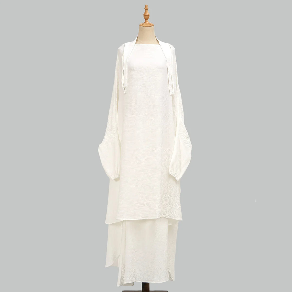 Two Piece Abaya for Woman Jilbab Prayer Set Batwing Hijab Dress Muslim Kimono Kaftan Robe Long Khimar Islam Cloth Jilbab Ramadan