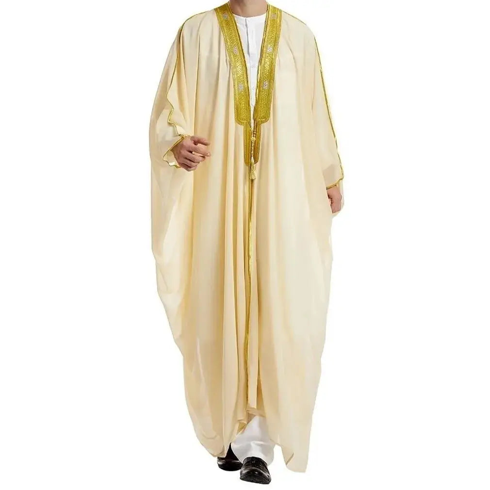 2026 New Middle Eastern Men's Robe Arabic Long Sleeve Cloak for Priests