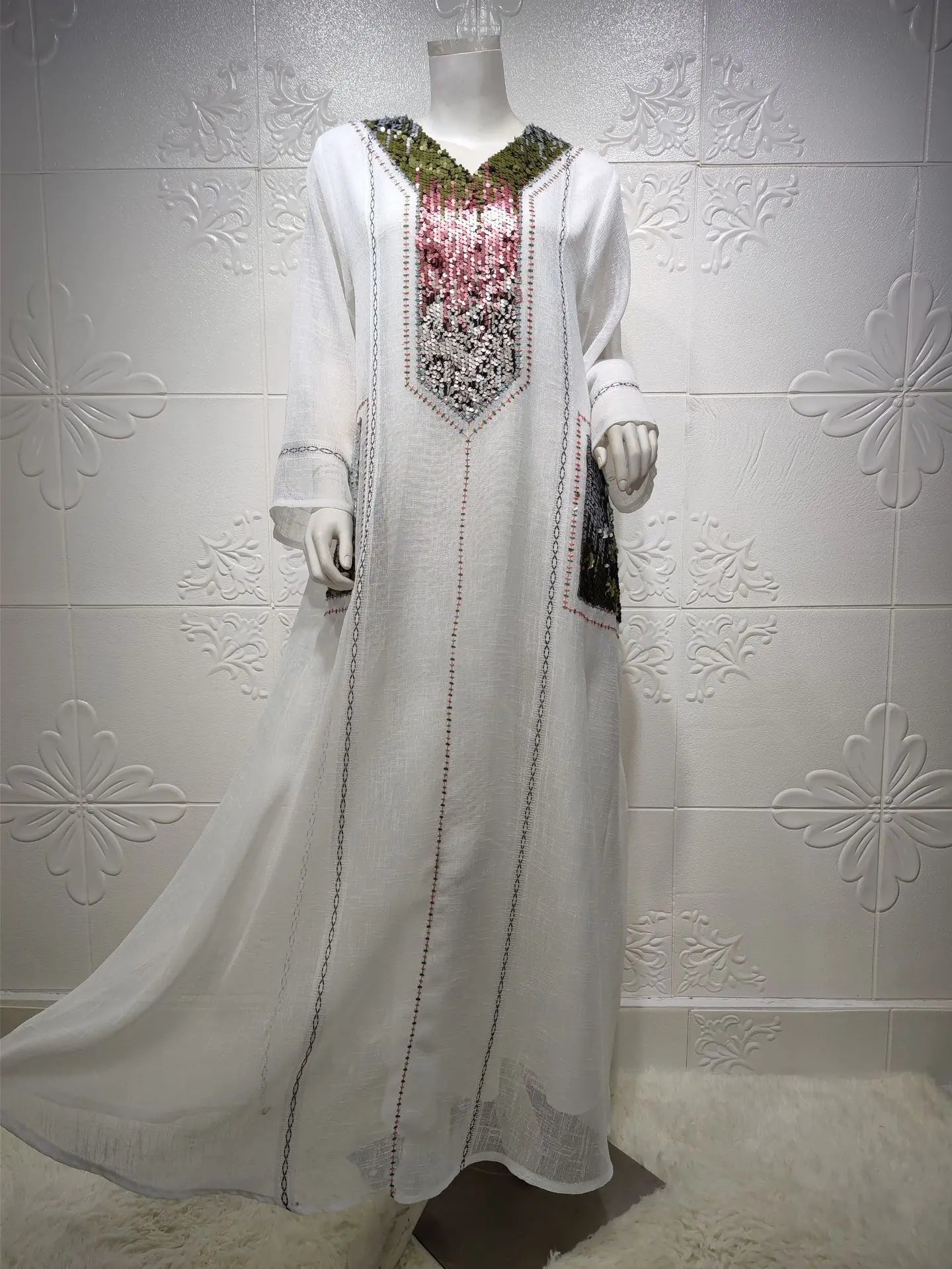 Eid Muslim Party Dress for Women Abaya Sequins Maxi Evening Long Dresses Jalabiya Morocco Dubai Abayas Kaftan Vestidos Long Robe