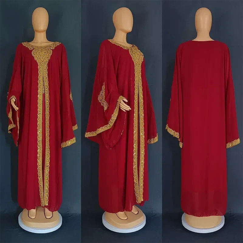 Kaftan Dubai Abaya Turkey Muslim Chiffon Maxi Dress Islam Clothing Elegant African Dresses for Women Boubou Robe Djellaba Femme
