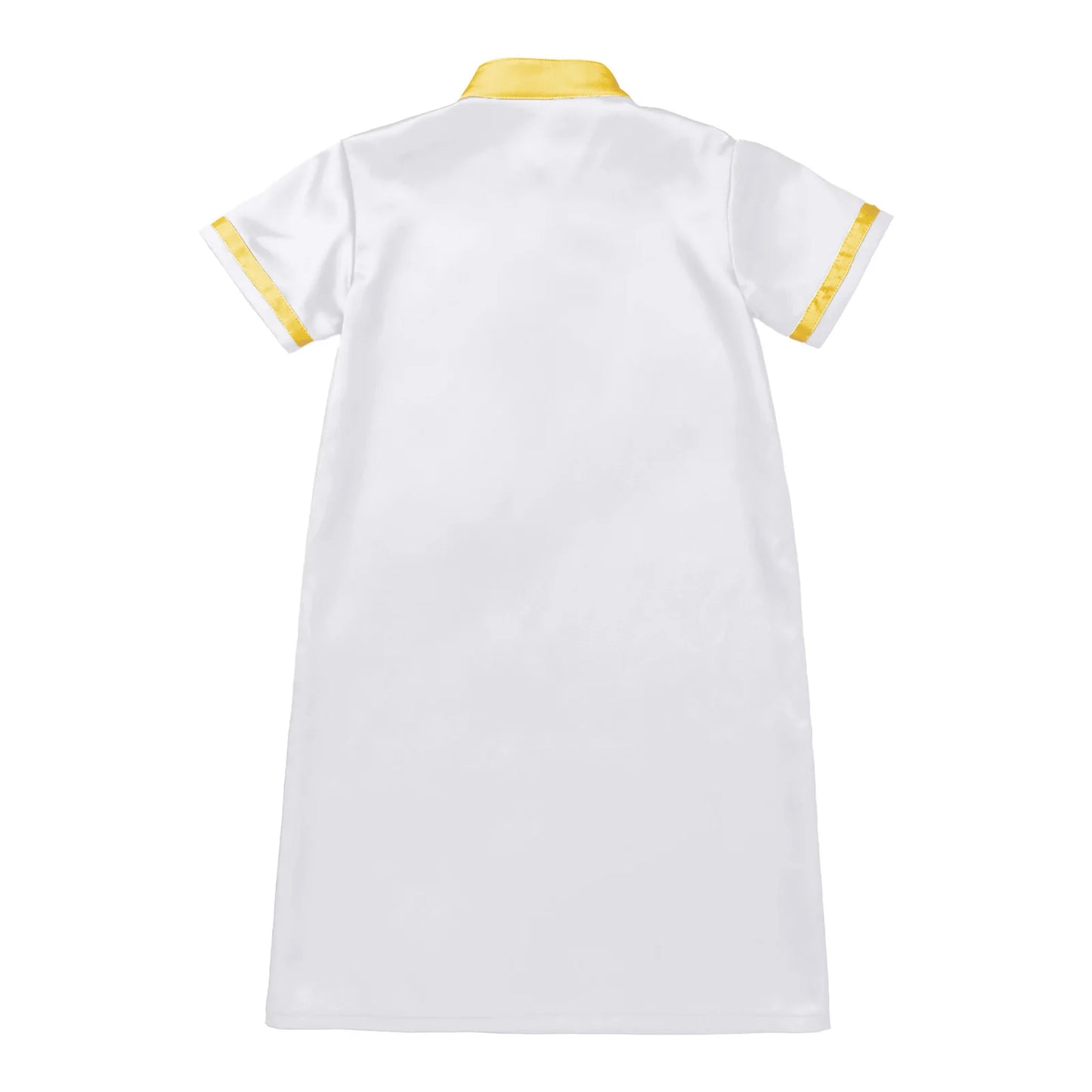Muslim Baby Boys Robe Ramadan Eid Abaya Stand Collar Short Sleeve Satin Dress Gown with Pocket Arabic Islamic Dubai Kaftan Thobe