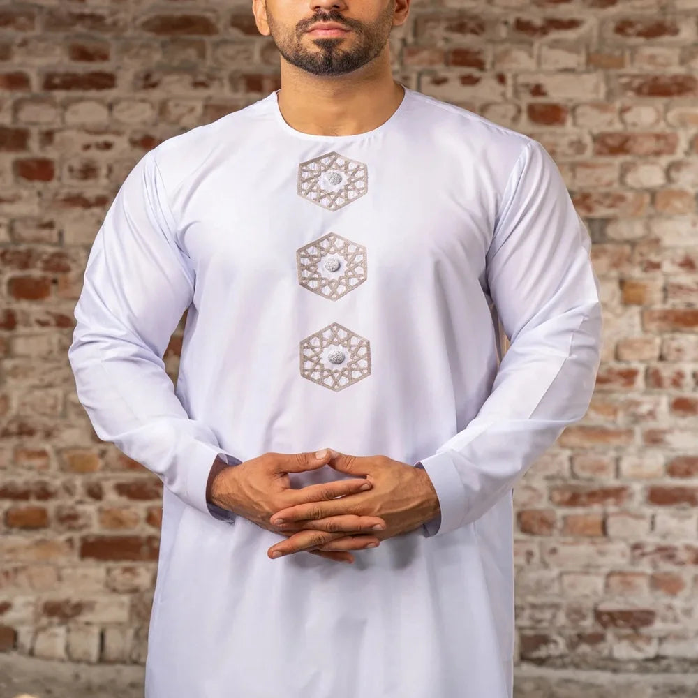 Mid East Islamic Men Clothes Muslim Fashion Abaya Men Embroidered Loose Stand Collar Long Robe Ethnic Style 2026 Man Jubba Thobe