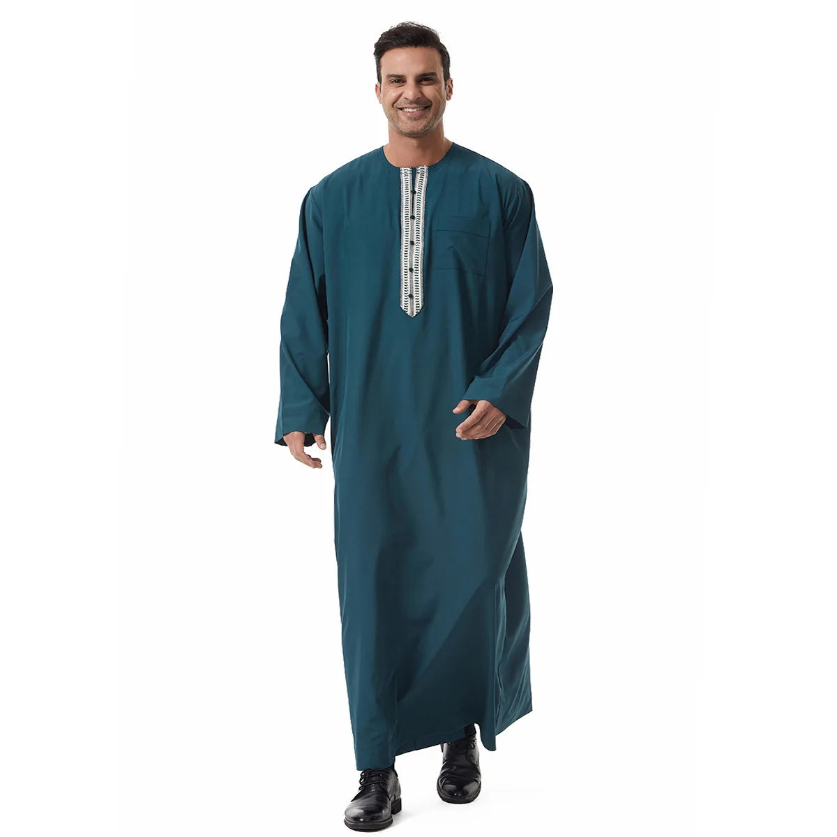 Thobes for Man Muslim Dress Islam Clothing Saudi Arabic Robe Jubba Thobe Eid Djellaba Long Sleeve Embroidery Daffah Dishdasha