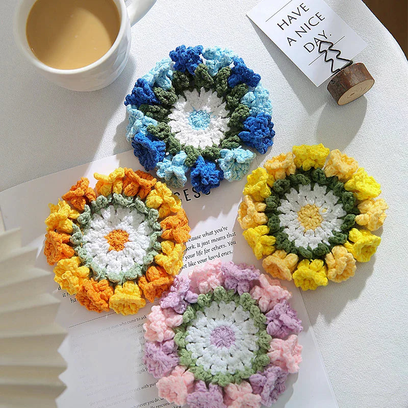 Lily of the Valley Crochet Coaster Flower Placemat Bouquet Cup Pad Coffee Mug Mat - Unique Mother's Day Gift