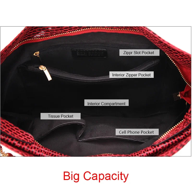 Women Shoulder Bag Girl Handbag Hobo Tassel  Big Black Ladies Hand Bag Female Casual Multifunctional Crossbody Bags for Woman