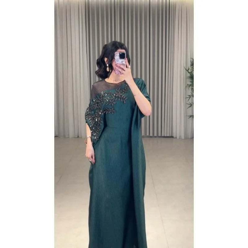 Abaya for Women Floral Lace Ethnic Moroccan Dress Muslim Dubai Attire Islamic Clothes Wedding Eid Ramadan Jalabiya
