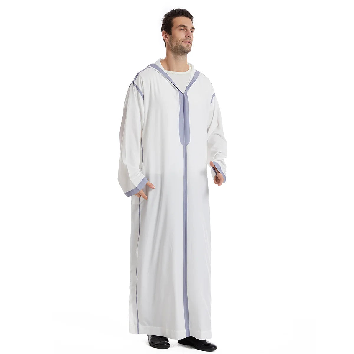 Muslim Men Hooded Robe Dishdasha Modest Islamic Dubai Saudi Prayer Abaya Kaftan Eid Ramadan Morocco Jubba Arab Thobe Abayas