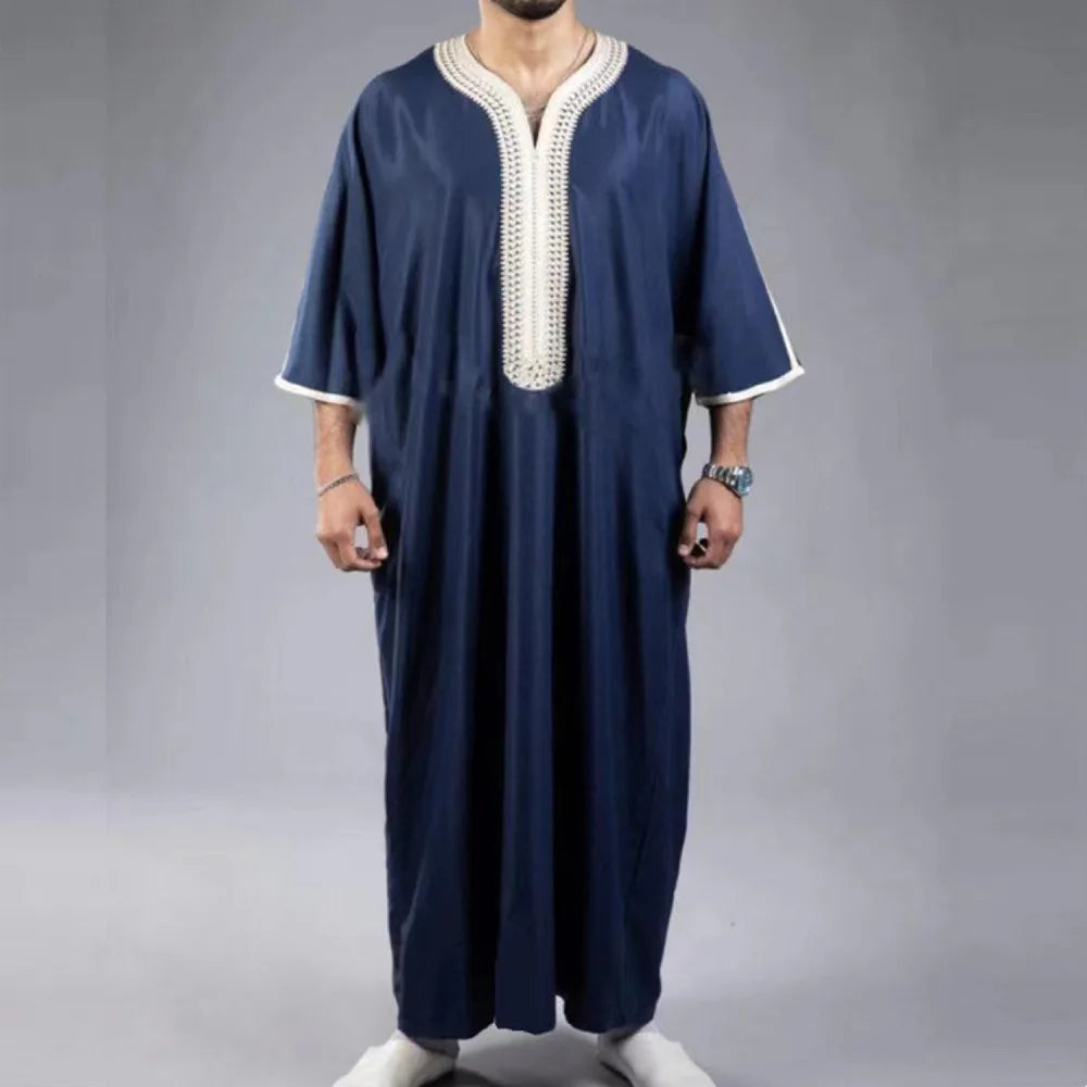 2026 Men's Muslim Thobe Middle East Jubba Thobe Long Sleeves Islamic Robe Men Muslim Dress Saudi Arabic Hooded Thobe Abaya Male