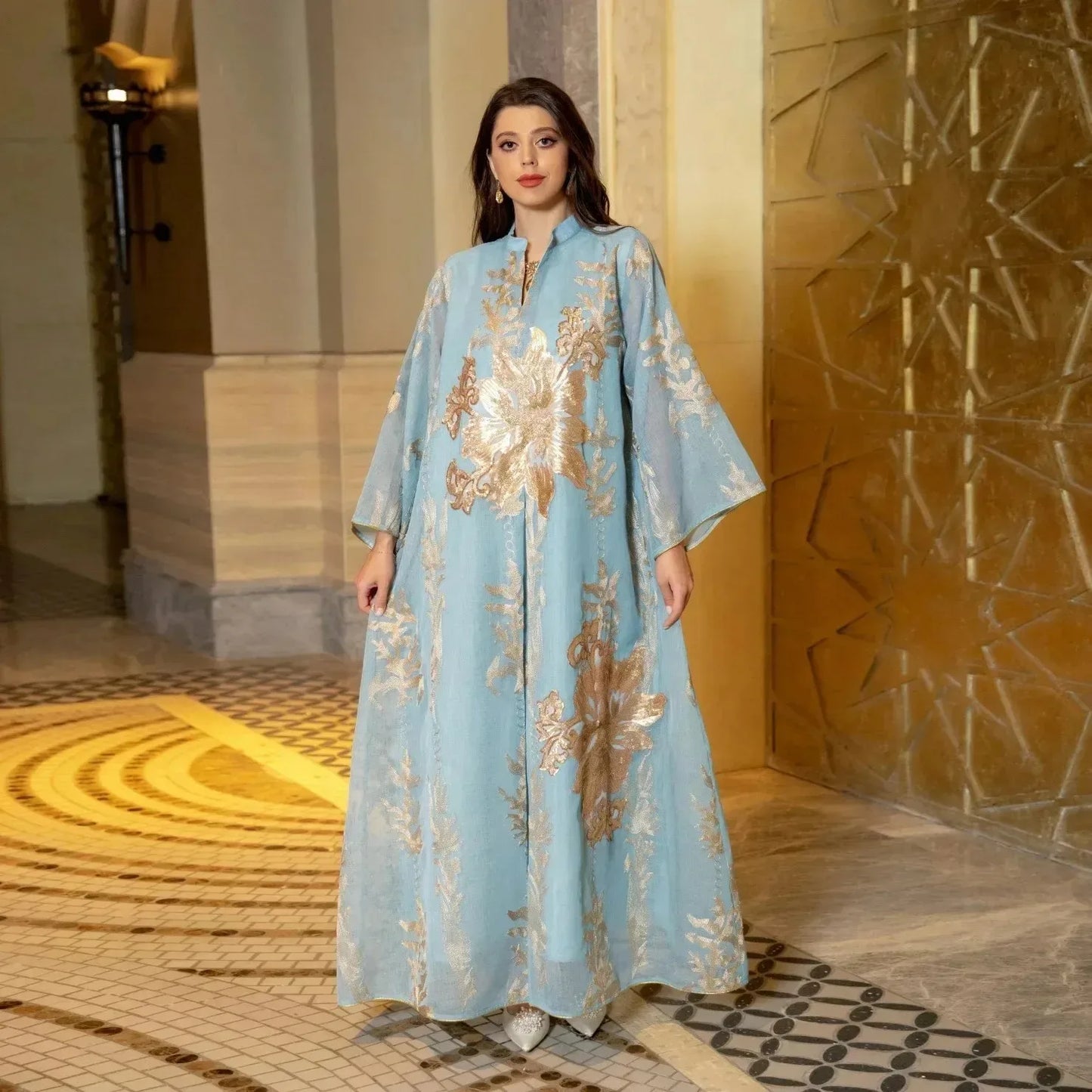 Elegant Muslim Dress Dubai Turkey Robes Islam Saudi Arabia Long Evening Dress Abaya for Women Light Luxury Party Dress Vestidos