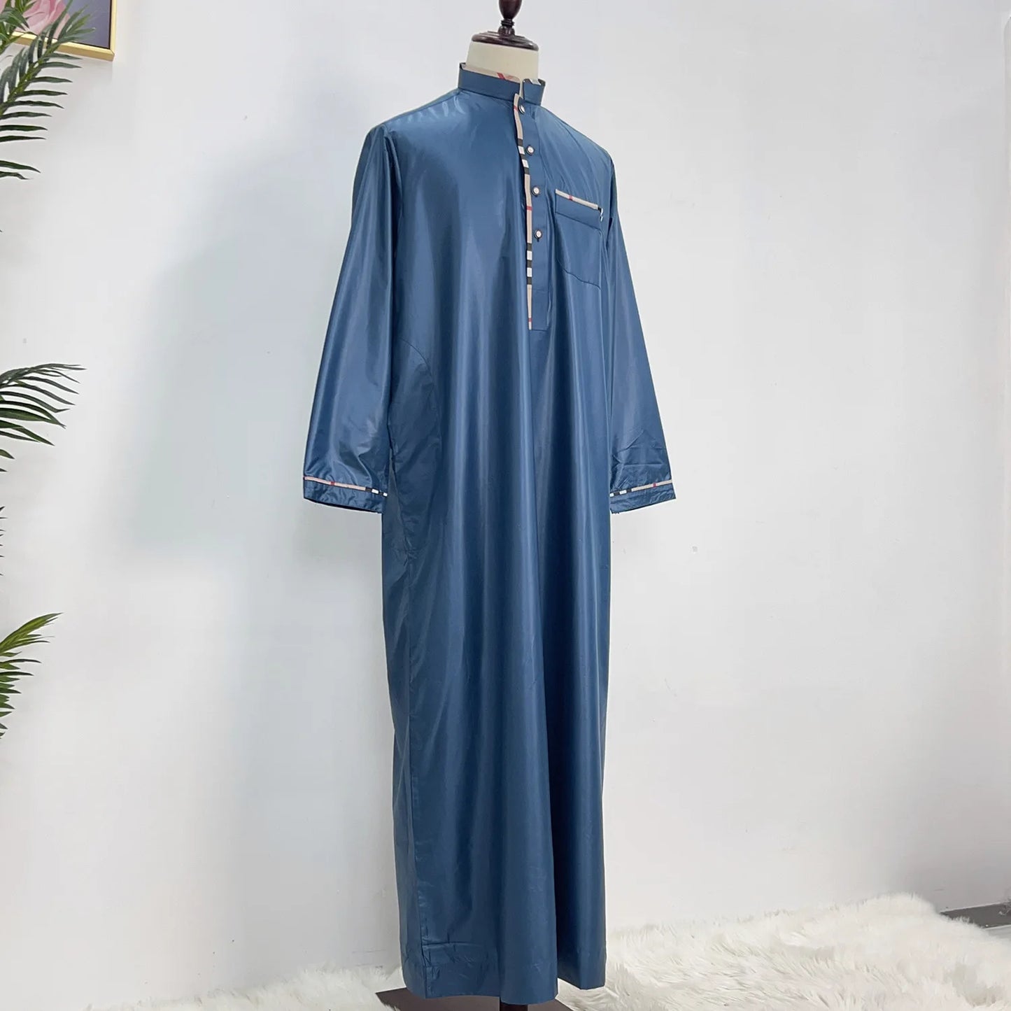 Eid Ramadan Jubba Thobe Muslim Dress for Men Long Robe Dubai Abaya Turkey Kaftan Islam Clothing Daffah Dishdasha Djellaba Prayer