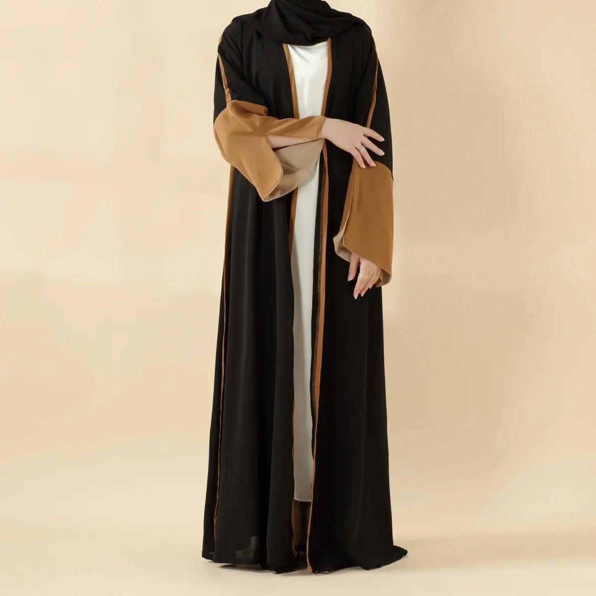 Muslim Women 2025 Elegant Black and Brown Abaya for Islamic Ladies for Daily and Festive Wear in Middle East Islamic Communities