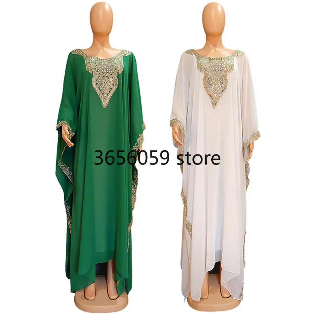 Ramadan Muslim Kaftan Abaya Dress Women Dubai Elegant Gowns Outfits African Chiffon Maxi Dress Boubou Robe Djellaba Femme